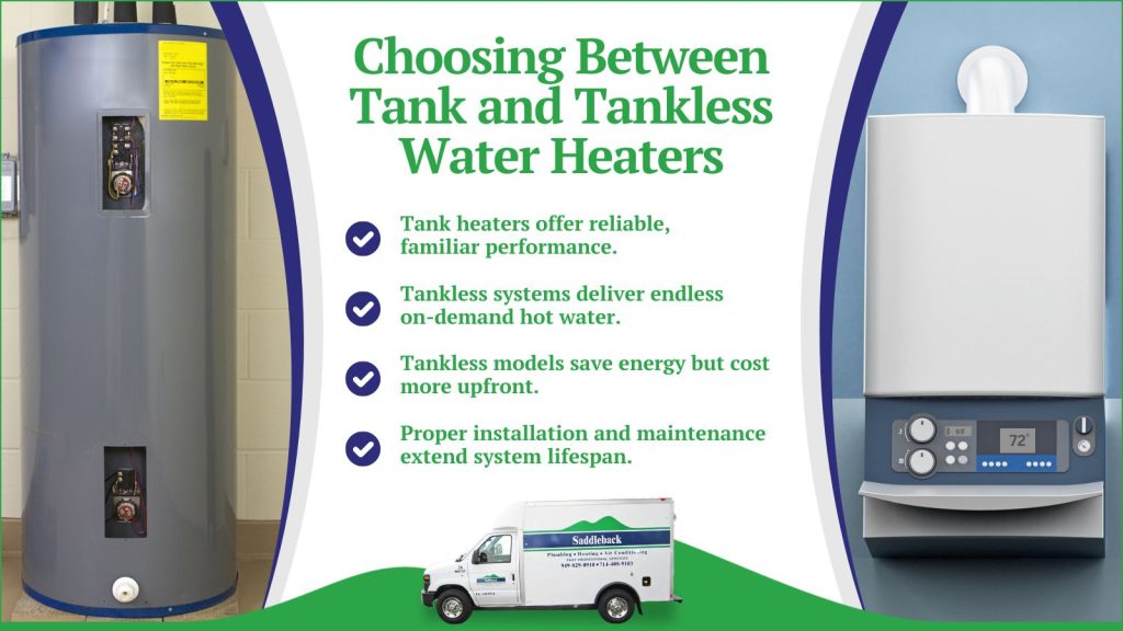 Comparison between two water heaters, tankless vs tank.