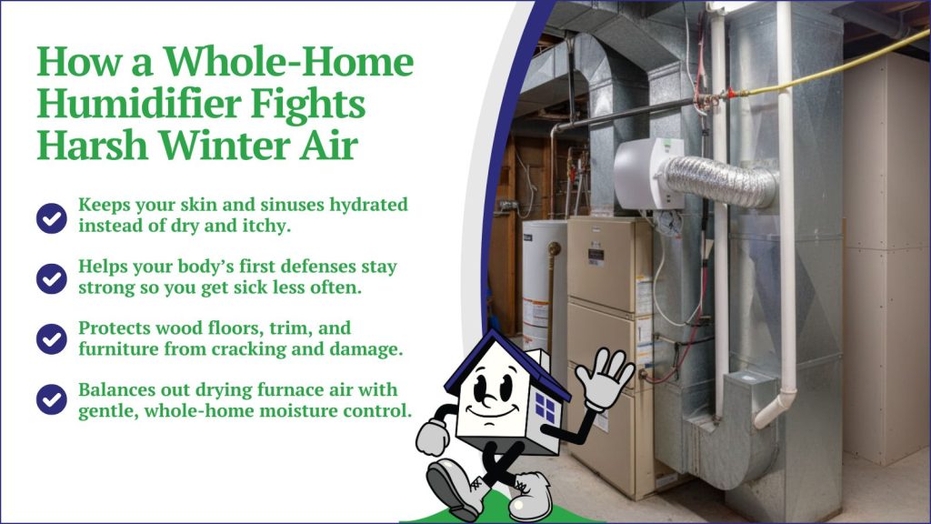Infographic of a whole home humidifier