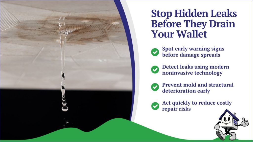 A water leak coming from the ceiling of a home.