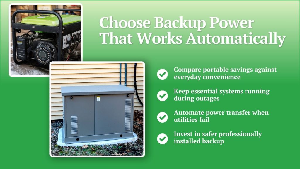 Whole home generator vs. portable units.
